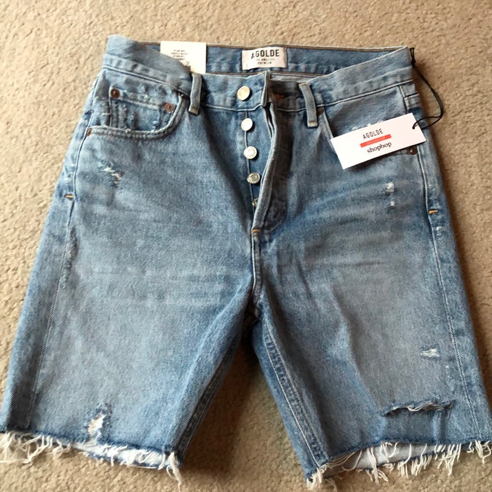 AGoldE long denim shorts